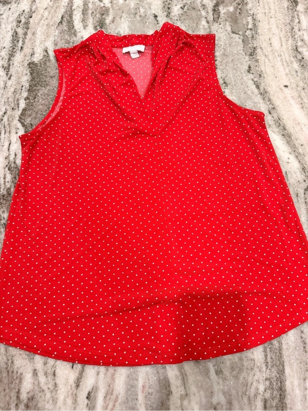 Charter Club Polka Dot Ruffle sleeveless Blouse in Red